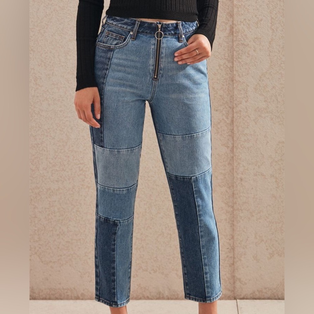 Pacsun Patchwork Blue Mom Jeans